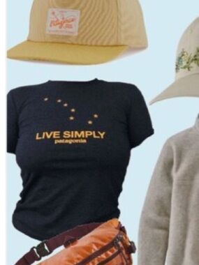 Patagonia Live Simply Big Zipper Tee Shirt Stars Outdoors Size S